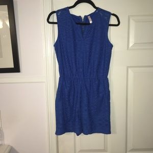 Blue Casual Lace Romper